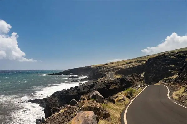 The Hana Highway along the coast of Maui. 