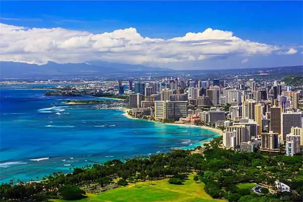 An aerial view of Honolulu. 