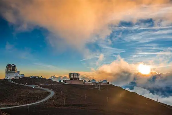 Sunset at the top of Haleakala Crater on Maui, Hawaii.