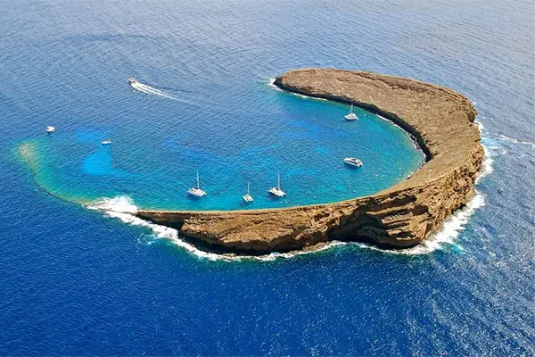 Aerial view of Molokini Crater 