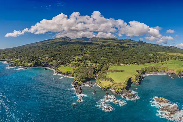 Aerial view of the east end of the island of Maui. 