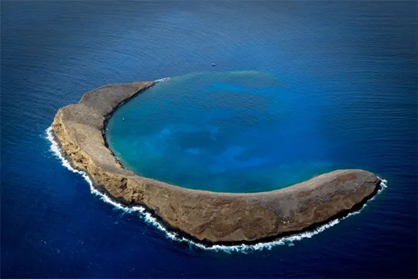 Aerial view of Molokini crater. 