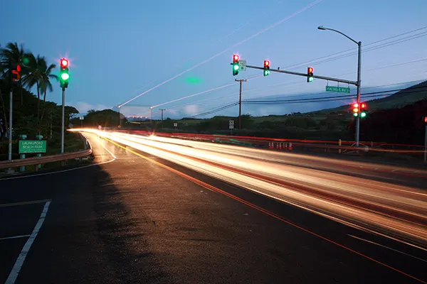 Time laps bulb exposure of Honoapi'ilani Highway.
