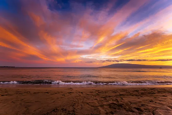 Kaanapali Beach at Sunset in Maui. 