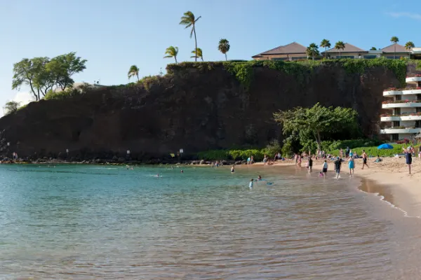 Black Rock in Maui, and the beach alongside Black Rock.