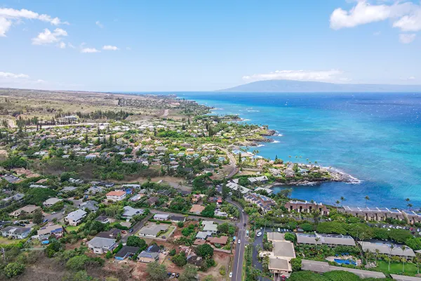 Aerial view of Kapalua coast in Maui, Hawaii. famous tropical destination.