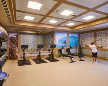 Man in fitness center at the Grand Wailea.