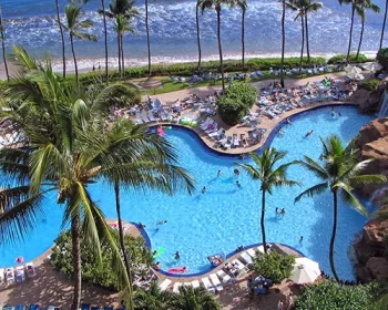Aerial view of the pool at Hyatt Regency in Maui.