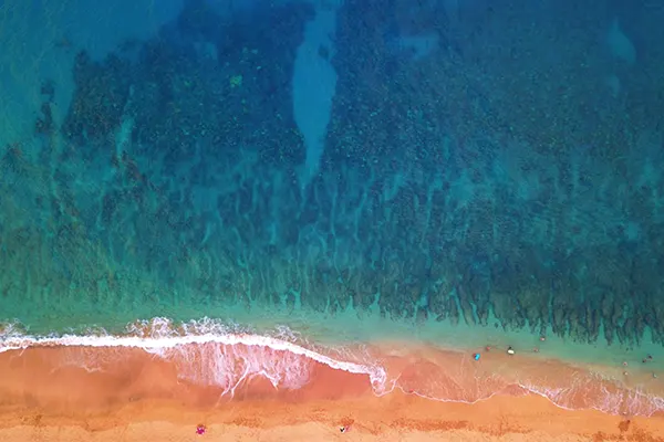 Aerial view of Kaanapali beach.