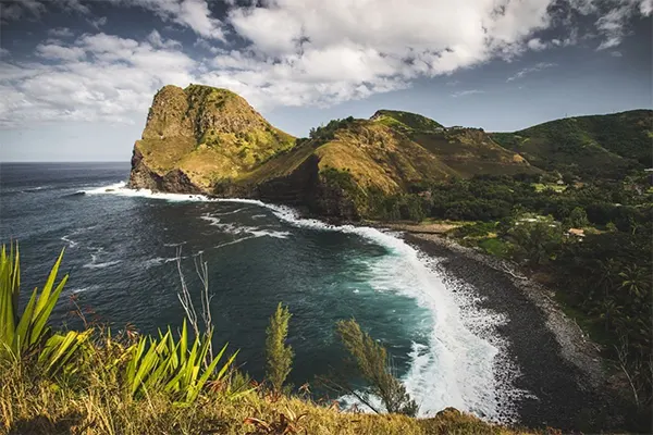 The bay at one of Maui's black sand beaches. 