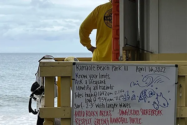 The sign board outside at Kamaole Beach Park 3. 