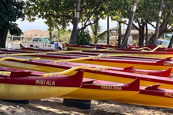 Boats outside of the Kihei Canoe Club.