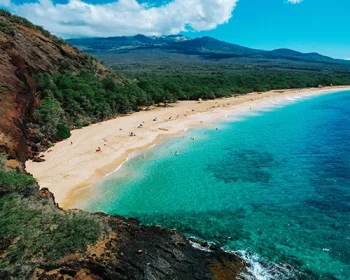Aerial view of a beach in Maui.