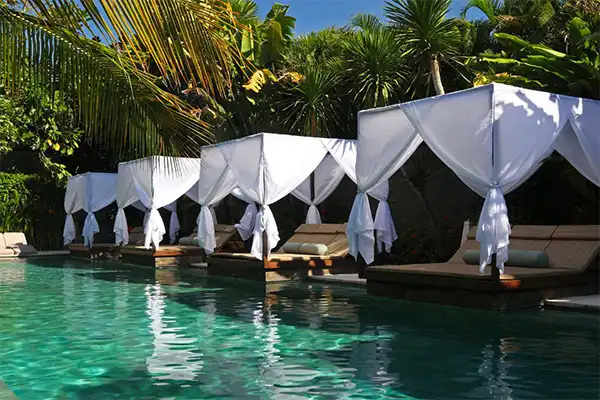 Cabanas near the pool. 