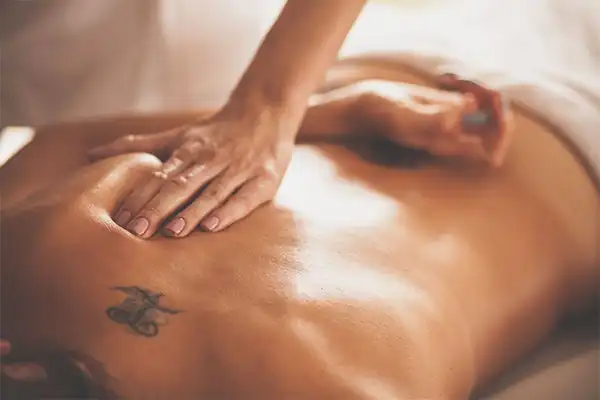 Woman receiving a massage. 