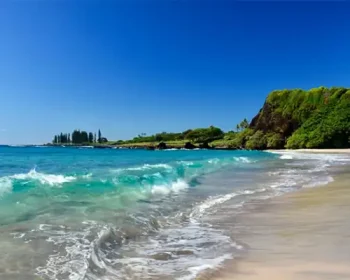 Hamoa Beach in Maui on a clear blue sky day.