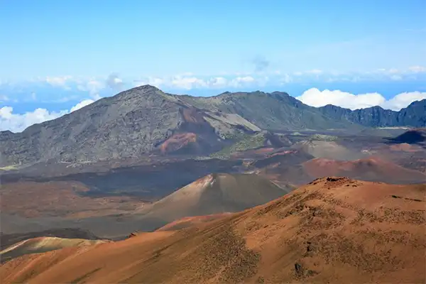 An overview shot of Pele's Paint Pot on Maui's Haleakala.