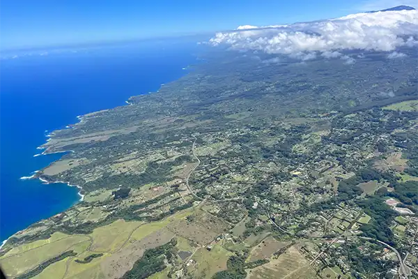 Aerial view of Maui from the airplane.