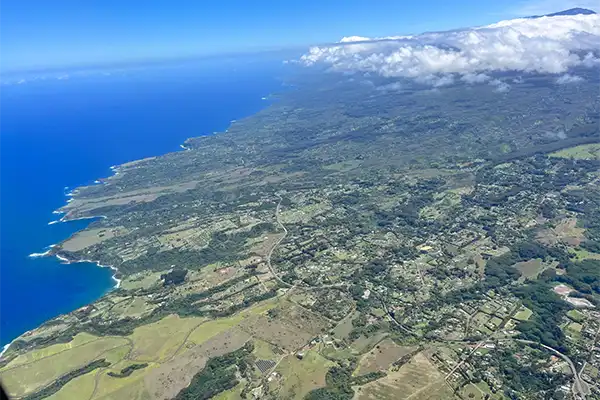 Aerial view of Maui from the airplane. 