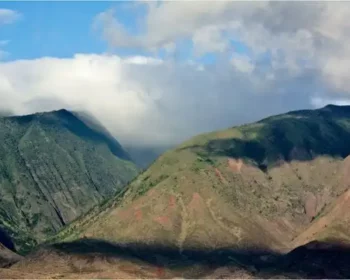 An aerial view of the mountains of West Maui.