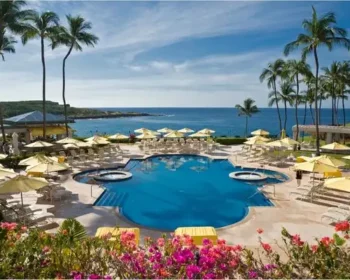 A resort outside by the pool in West Maui.